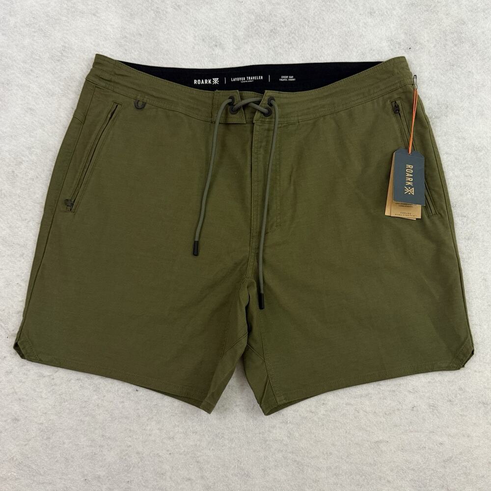 Huckberry Roark Layover Travel Shorts Mens 36 Green Everyday Stretch Hiking - Picture 3 of 14